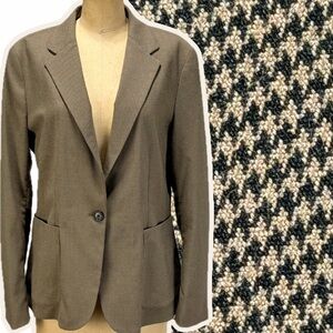 Chaps houndstooth plaid check blazer women’s suit jacket coat New‎ brown neutral